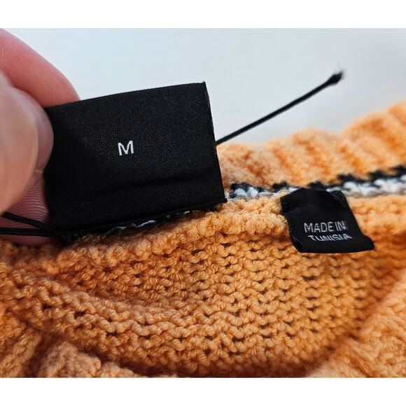 Hugo boss womens oversized slub orange knit heavy sweater EUC sz M preppy 90s - Picture 5 of 8